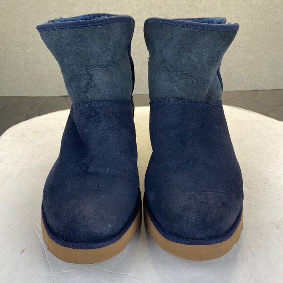 UGG Women's Kristin Sheepskin Wedge Slip-on Bootie Blue Size 12 -1012497 - Picture 2 of 12